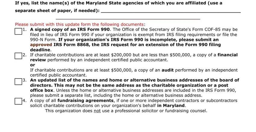 Filling in segment 2 in fillable annual update of registration form maryland