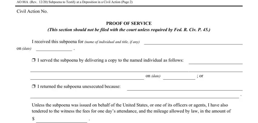 How you can fill in federal subpoena form ao 88a portion 3