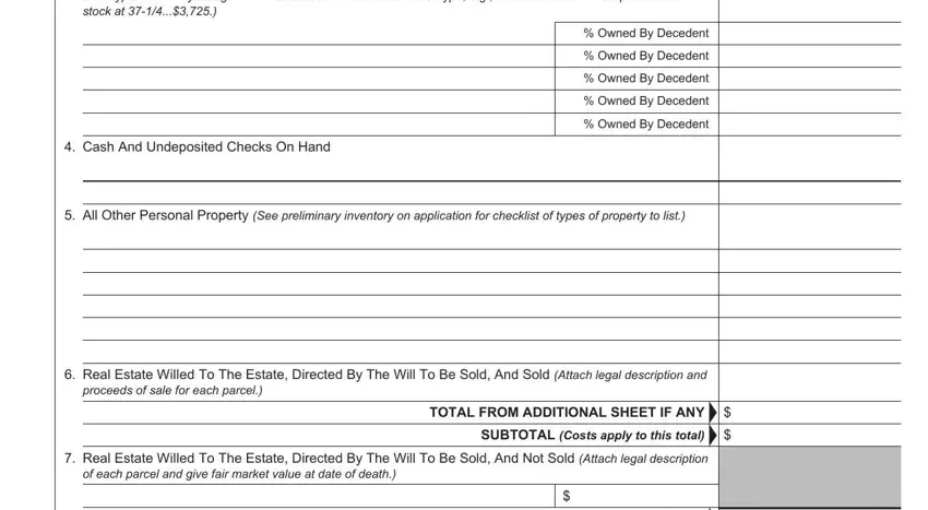 The way to fill in nc estate preliminary inventory form portion 2
