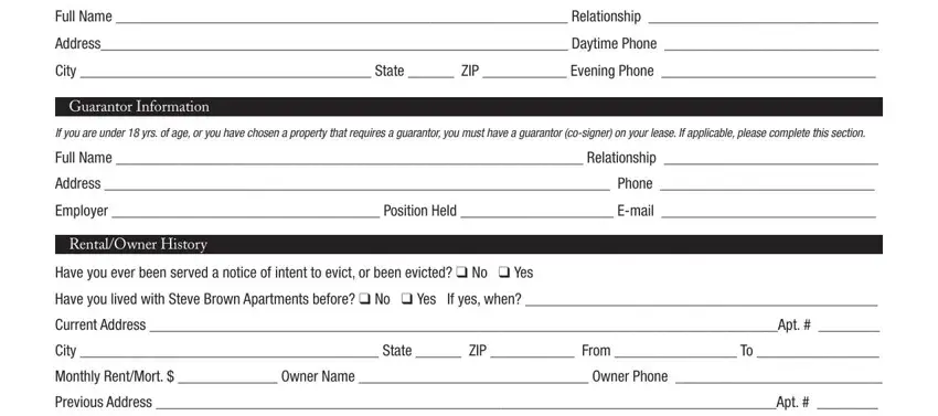 Part number 2 in submitting rental application form