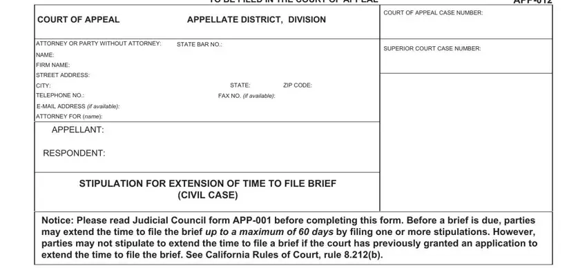 Best ways to fill in brief court form portion 1