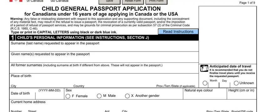 Step # 1 in submitting passport canada child application form