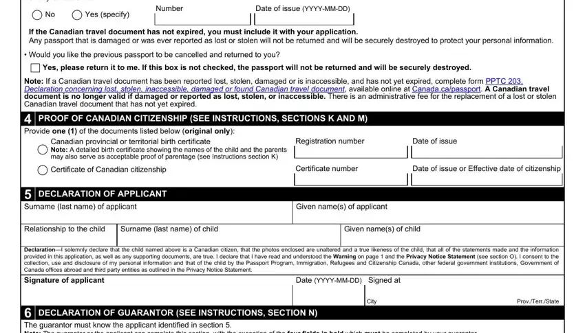 Part no. 4 of filling in passport canada child application form