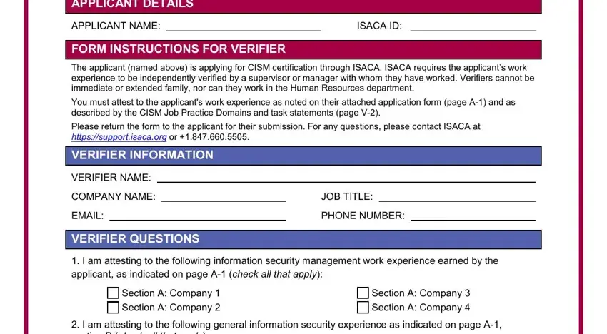 APPLICANT DETAILS, The applicant named above is, and EMAIL inside cism applicaton form