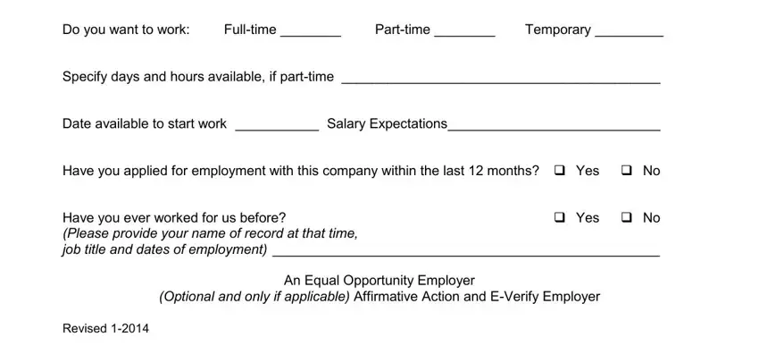 An Equal Opportunity Employer,  Yes  No, and Revised  of Application Form Construction