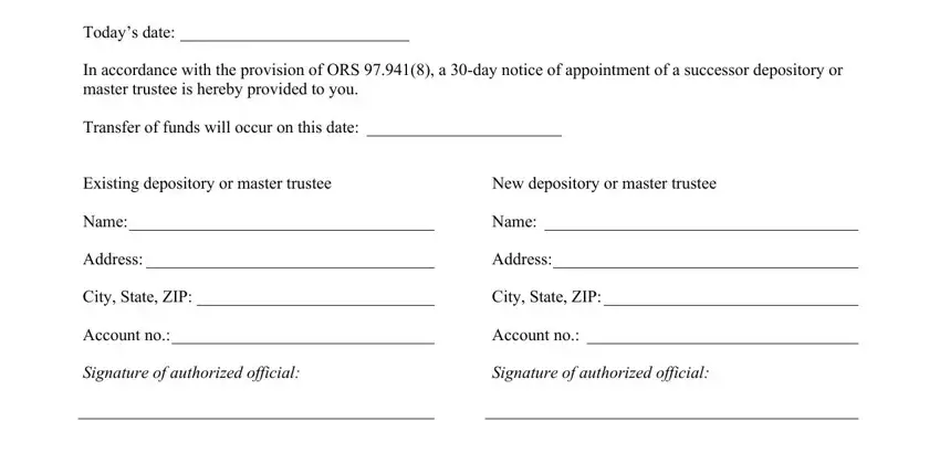 Part number 1 of submitting appointment of successor trustee form