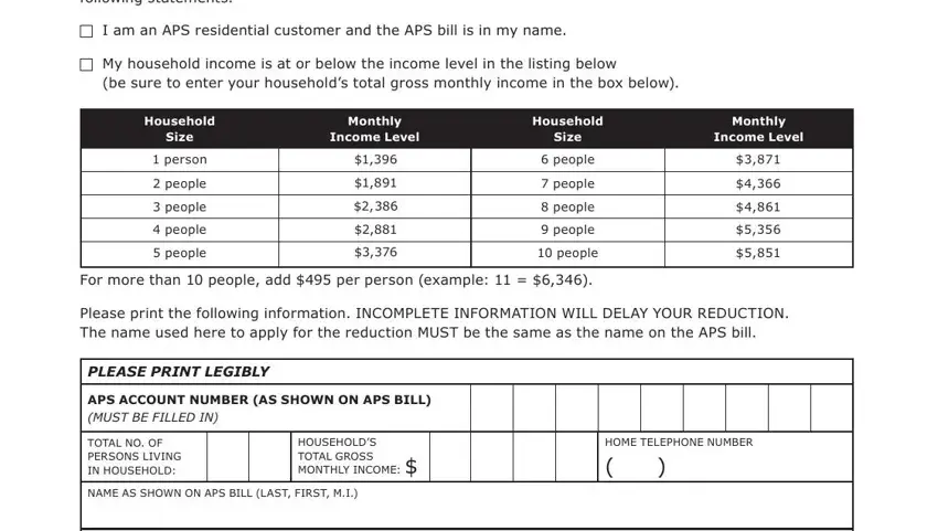 Stage number 1 of completing aps energy support program form