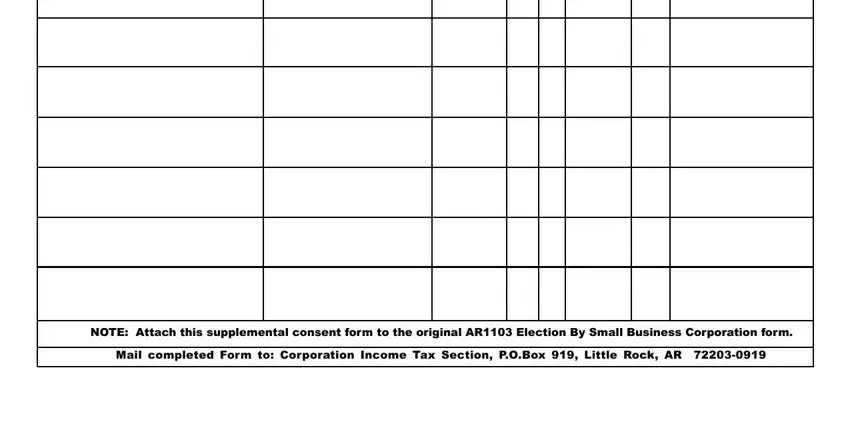 NOTE Attach this supplemental, NOTE Attach this supplemental, and Mail completed Form to Corporation inside ak ar1103