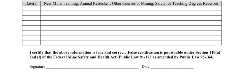Part no. 3 in filling out msha ground testing procedure