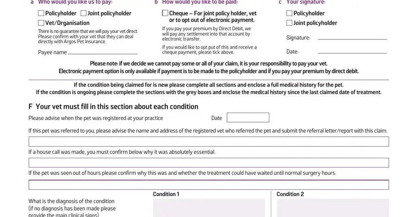 Filling out part 3 of argos claim form
