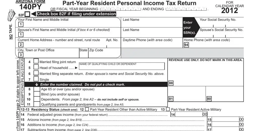 Stage # 1 for submitting Arizona Form 140Py