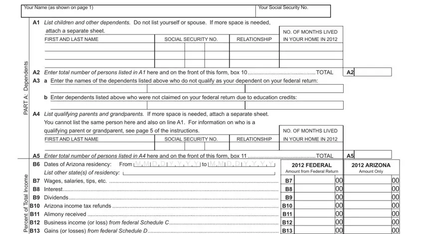 Filling in section 4 in Arizona Form 140Py