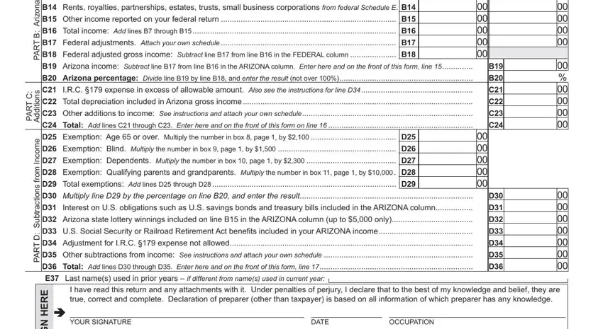 Filling out segment 5 of Arizona Form 140Py