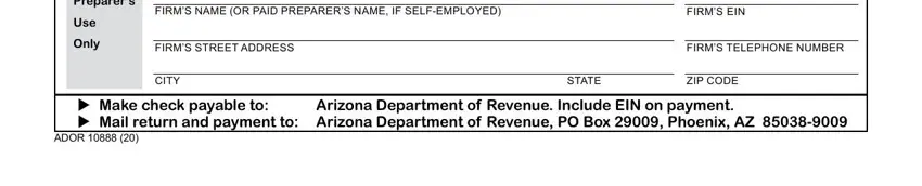 Arizona Tax Return Form completion process shown (step 3)