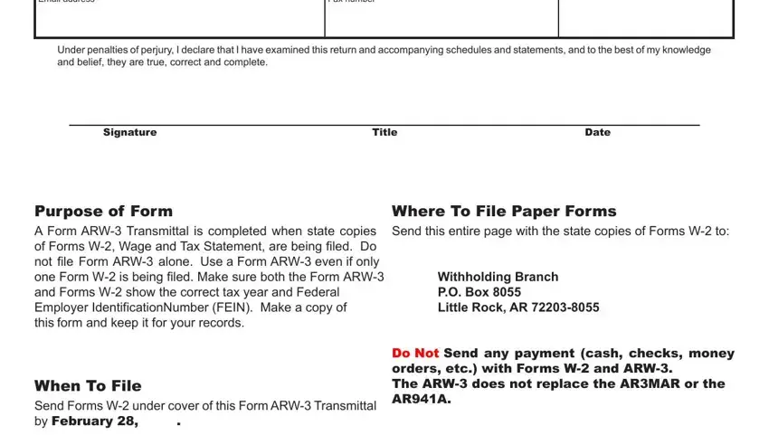 Part # 2 for completing arw3 form 2020