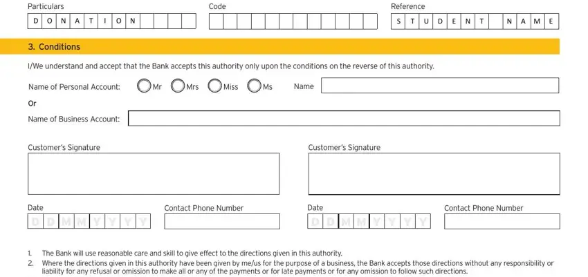 Code, Customers Signature, and Reference inside asb automatic form