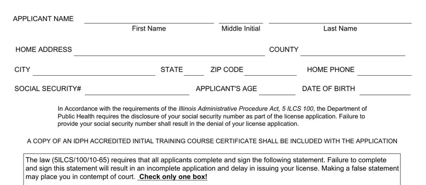 license idph statement completion process outlined (step 1)