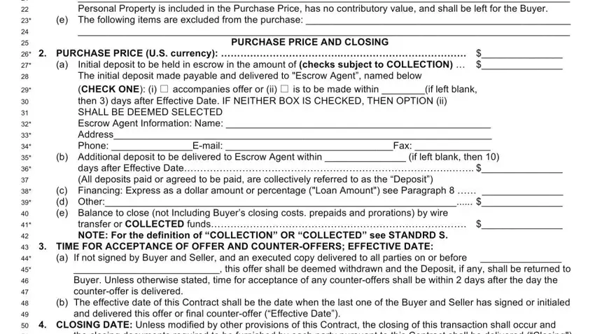 the closing documents required to,     PURCHASE PRICE US currency   , and                 TIME FOR in florida farbar contract 2020 pdf