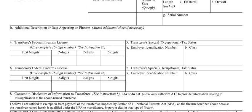 Filling in segment 2 of atf form 3