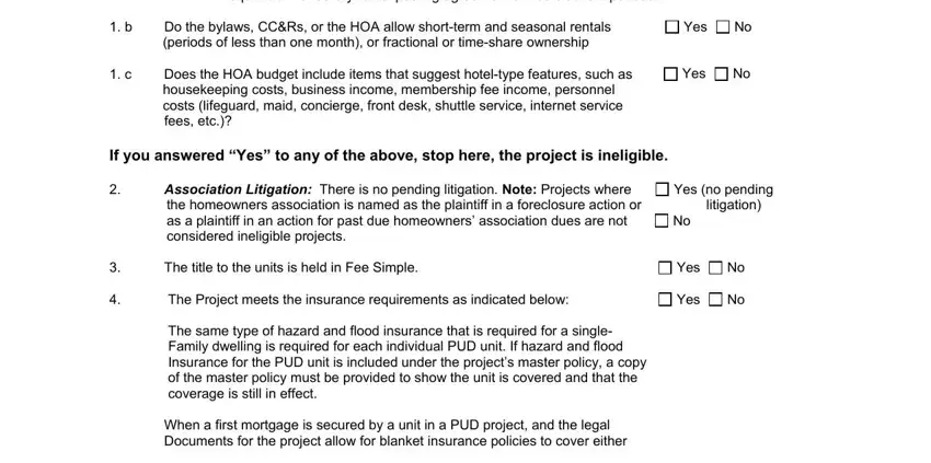 Yes, Does the HOA budget include items, and Do the bylaws CCRs or the HOA inside pud questionnaire