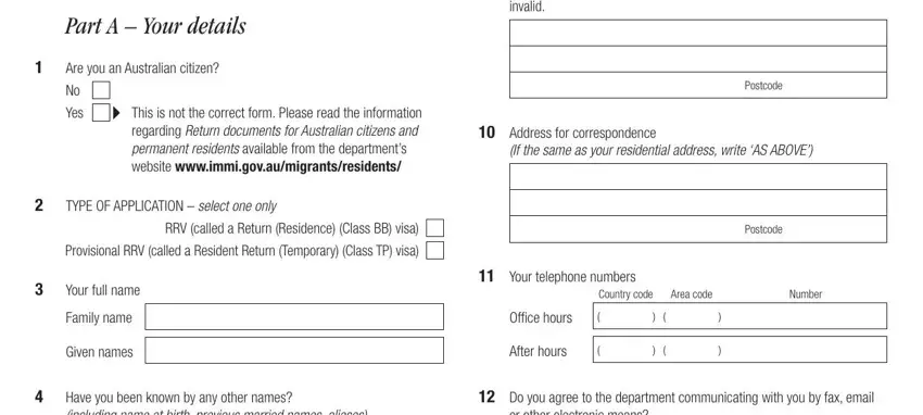 Writing part 1 of rrv application form