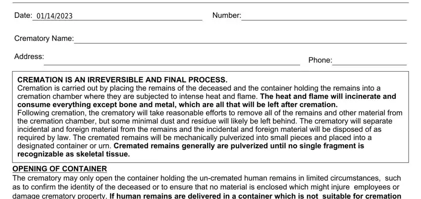 Tips to fill out new york state cremation authorization form stage 1