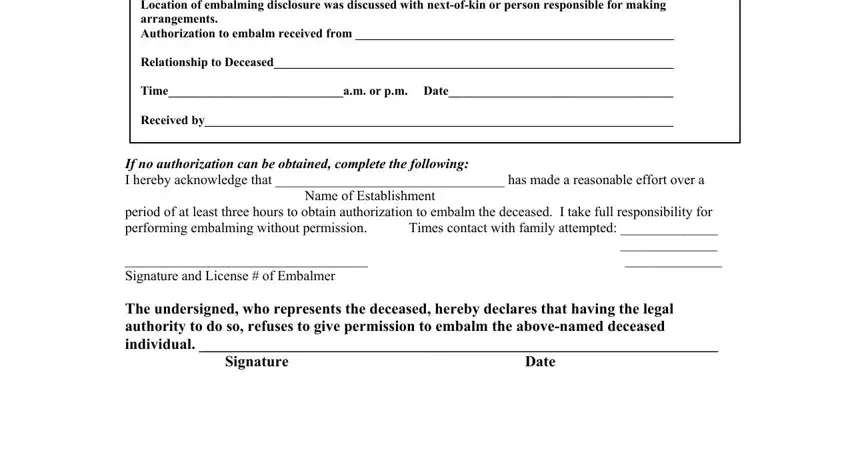 If Authorization for embalming is, NOTE Mortuary Students may only, and Signature of tfsc form online