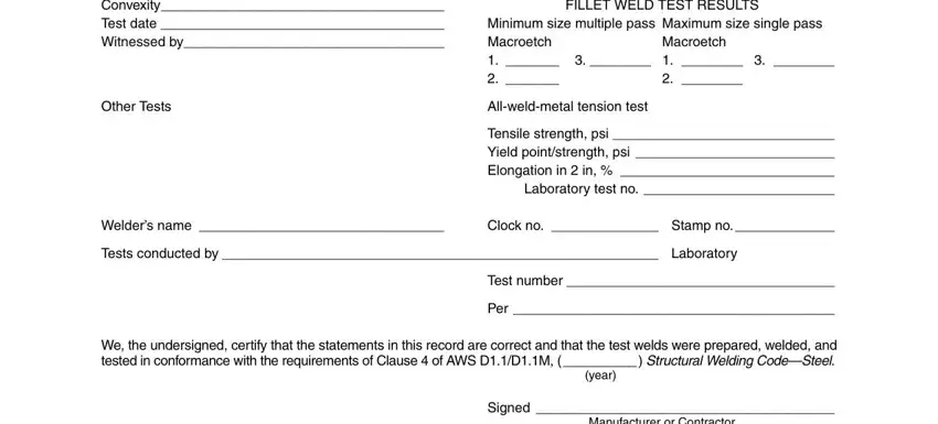 The way to fill out aws d1 1 wps form stage 4