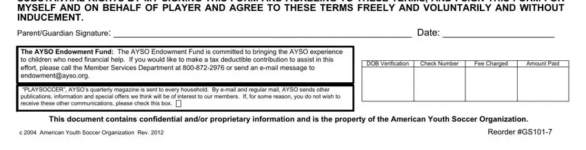 Filling in segment 3 of ayso registration form
