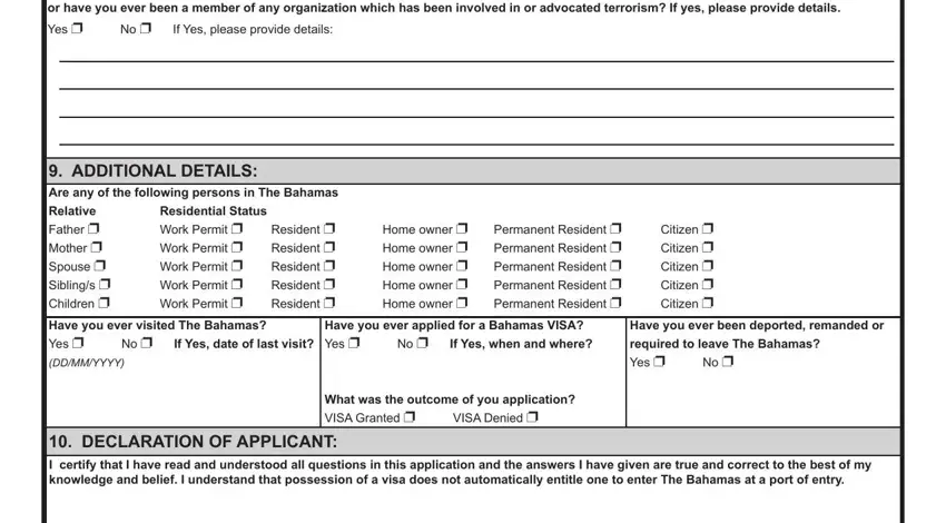 Part # 4 in filling out health visa bahamas