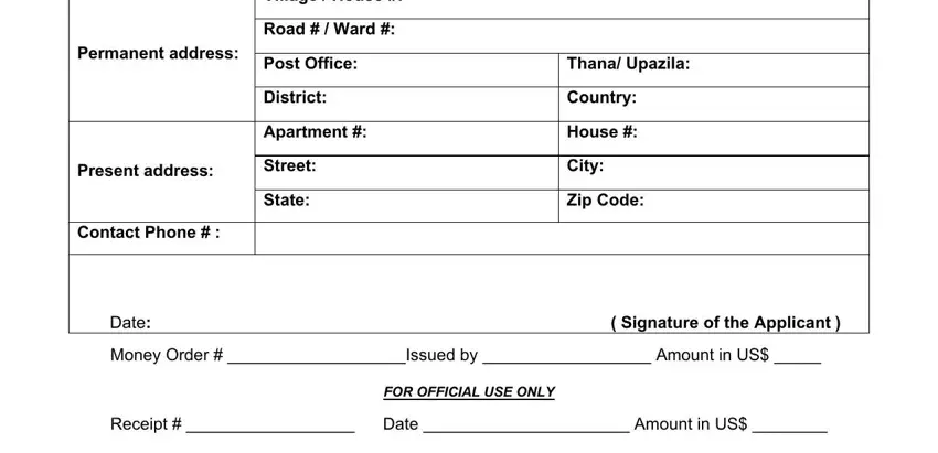 Date  Signature of the Applicant , Country, and Money Order  Issued by  Amount in of birth certificate download bd