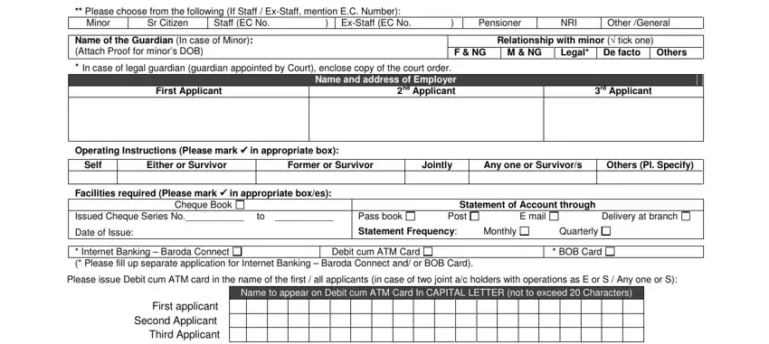 The best way to fill in Bank Of Baroda Account Opening Form portion 2