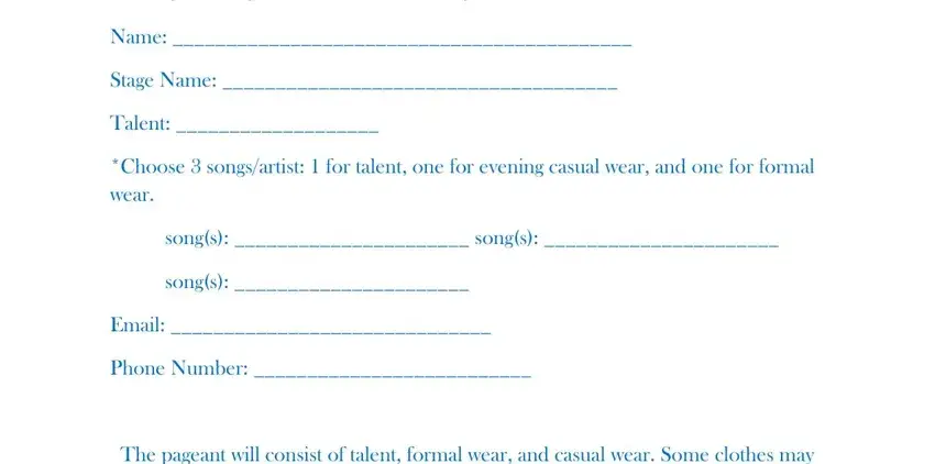 Writing section 1 of miss world application form