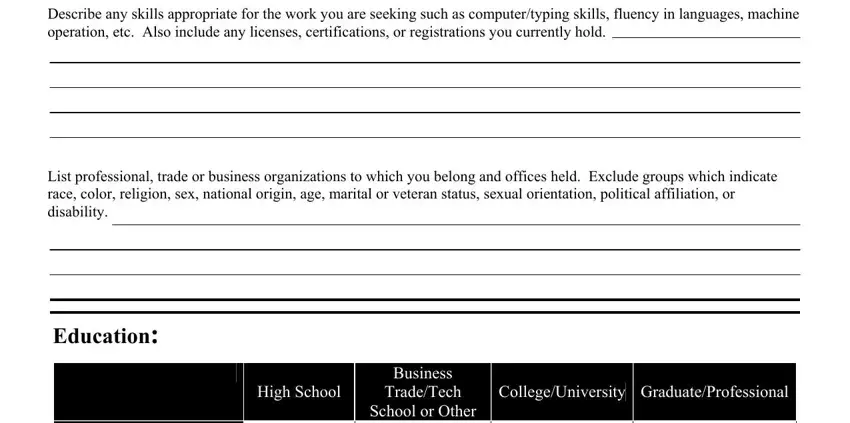 Business, Describe any skills appropriate, and High School of berks county sheriff job application