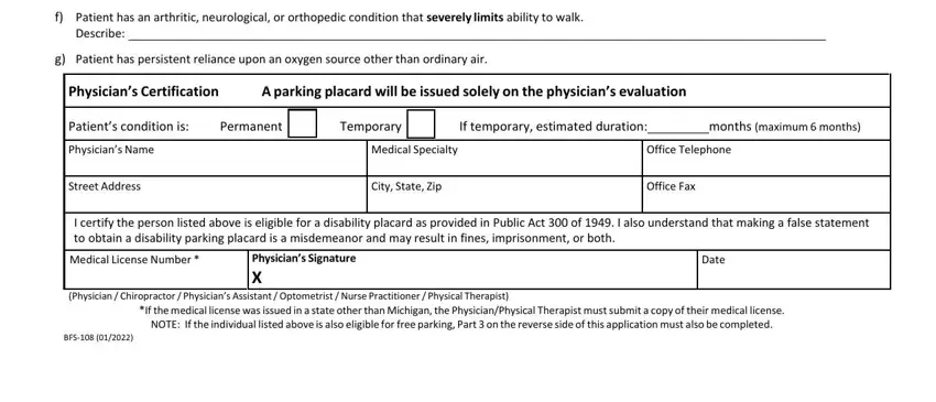 Stage no. 2 for submitting handicap parking permit application michigan