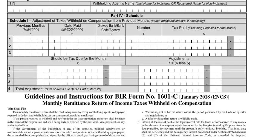 Filling in section 4 in bir 1601 c form