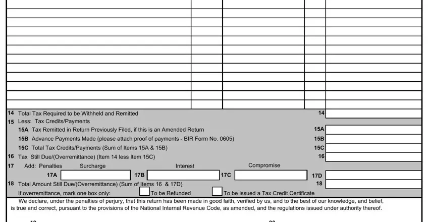 Filling in section 2 in 1601e form