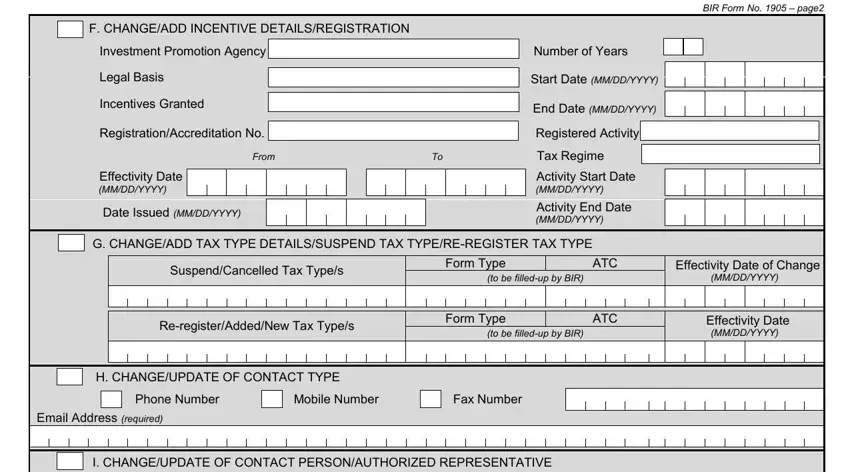 ReregisterAddedNew Tax Types, Effectivity Date MMDDYYYY, and Investment Promotion Agency Number of bir form 1905
