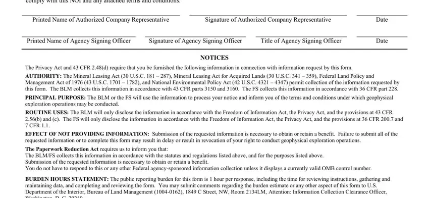 NOTICES, Date, and Title of Agency Signing Officer inside form 2800 16