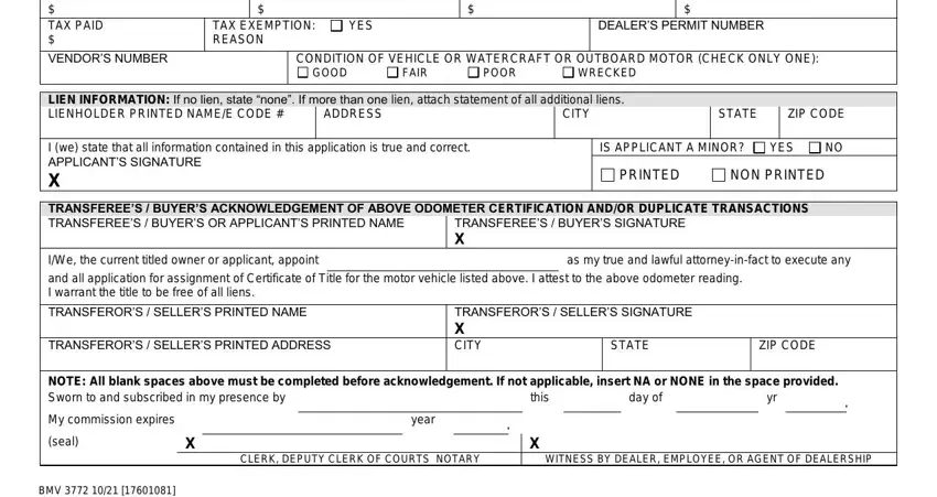 FAIR, ADDRESS, and DEALERS PERMIT NUMBER inside ohio form bmv 3772
