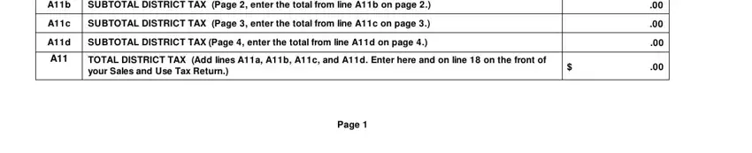 TOTAL DISTRICT TAX your Sales and, SUBTOTAL DISTRICT TAX Page  enter, and Add lines Aa Ab Ac and Ad Enter of A4