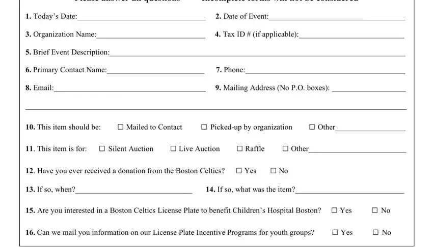 Learn how to fill in get the boston celtics donation request form step 1