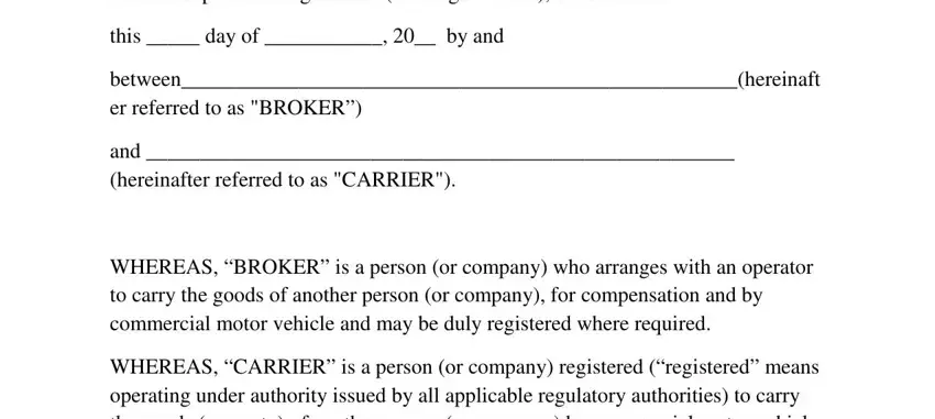 Ways to fill in broker carrier agreement template 2021 portion 1
