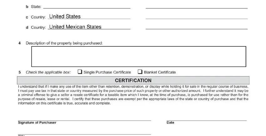 Completing section 2 of arizona ador border resale certificate