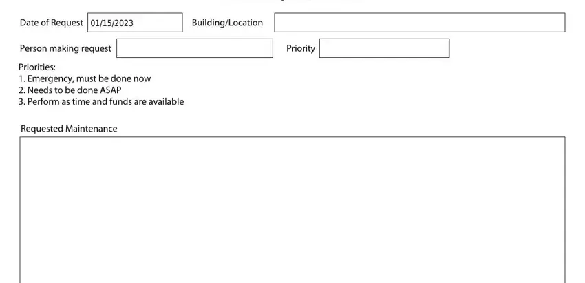 Step number 1 for filling out facilities request form template