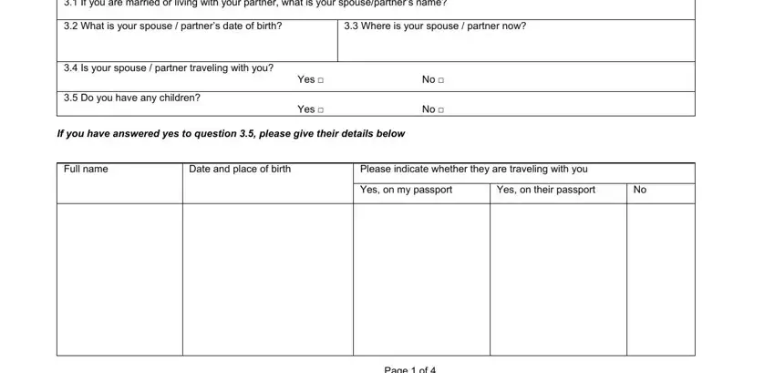 Filling in part 2 in british virgin islands visa application form