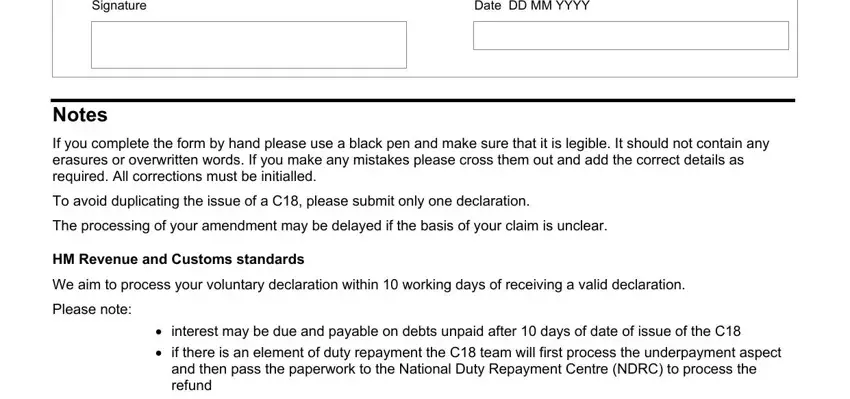 Stage no. 4 of completing c2001 form hmrc online