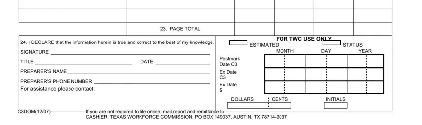 Part number 3 of filling out texas workforce commission c3dom online
