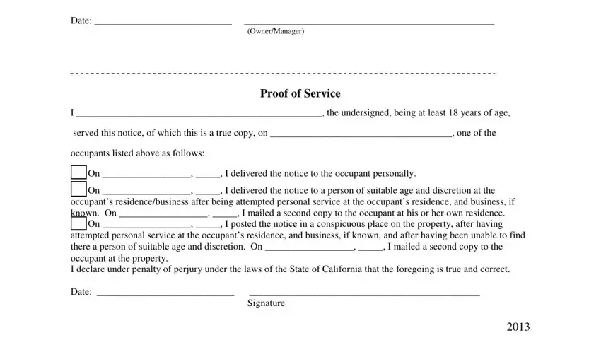 Step no. 2 for submitting 60 day notice to vacate california template
