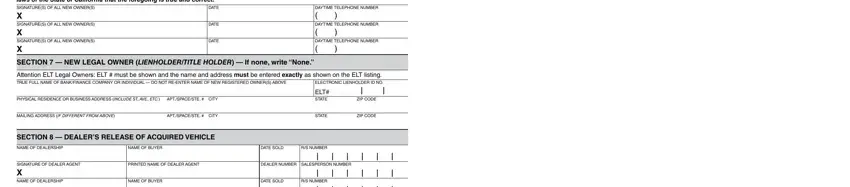 Filling out section 5 of reg 227 form